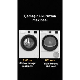Arçelik 8100 MX Çamaşır Makinesi + 801 KMX Çamaşır Kurutma Makinesi