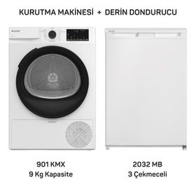 Arçelik 901 KMX 9 KG Kurutma Makinesi - 2032 MB Derin Dondurucu 2'li Beyaz Eşya Seti