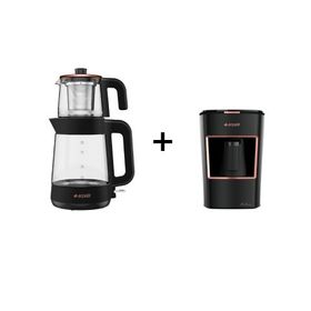 Arçelik CM 6964 S Resital Çay Makinesi ve K 3300 Mini Telve Siyah Türk Kahve Makinesi