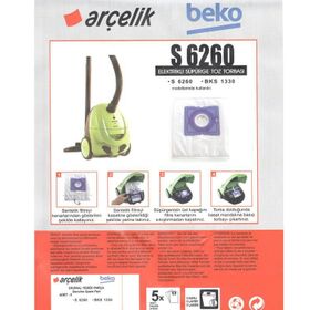 Arçelik S 6355 YP Bez Bez Kumaş 20 Adet Toz Torbası + Hediyeli Toz Torbası