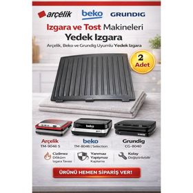 Arçelik TM-9046 S Izgara Plaka 2 Adet Tost Makinesi Yedek Parça