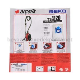 Arçelik TT4120 Elektirikli Süpürge Sentetik 5'li Toz Torbası
