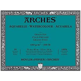 Arches 640 gr 26x36 cm 10 Sayfa Blok Sulu Boya Blok Kağıt