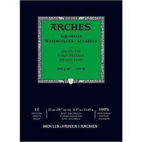 Arches Blok Soğuk Baskı 300 gr 21x29 cm 12 Yaprak Sulu Boya Defteri