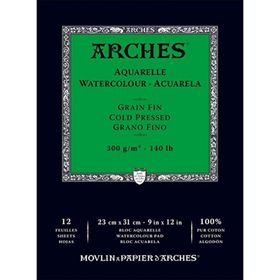 Arches Blok Soğuk Baskı 300 gr 23x31 cm 12 Yaprak Sulu Boya Defteri