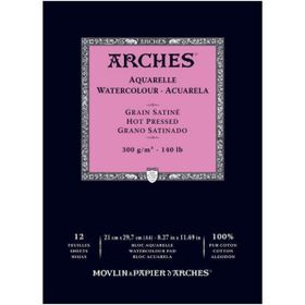 Arches Düz Doku 300 gr A4 12 Yaprak Sulu Boya Defteri