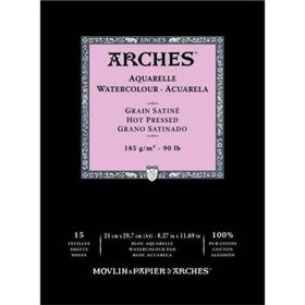Arches Hot Press Natural White 185 gr A4 15 Sayfa Sulu Boya Defteri