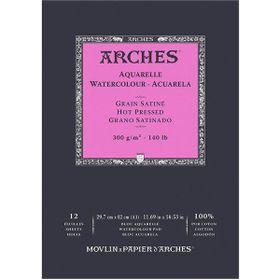 Arches Hot Press Natural White 300 gr A3 12 Sayfa Sulu Boya Defteri