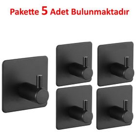 Ardini SİYAH01 5 Adet Mat Siyah Kendinden Yapışkanlı Çelik Askılık