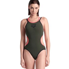 Arena 004732355 One Double Cross Back One Piece Yeşil Kadın Yüzücü Mayosu