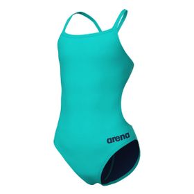 Arena 004765870 Mavi Girl's Team Swimsuit Challenge Solid Kız Çocuk Mayo