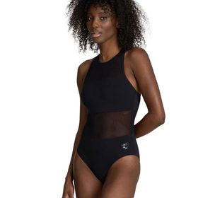 Arena 006658500 Mesh Panels Swimsuit Vent Siyah Kadın Yüzücü Mayosu