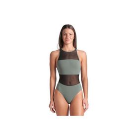 Arena 006658600 Mesh Panels Swimsuit Vent Back Gri Kadın Yüzücü Mayosu