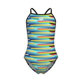 Arena 009006550 Çok Renkli Racing Stripe Swimsuit Lightdrop Back Çocuk Yüzücü Mayosu