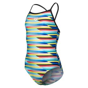 Arena 009006550 Çok Renkli Racing Stripe Swimsuit Lightdrop Back Çocuk Yüzücü Mayosu