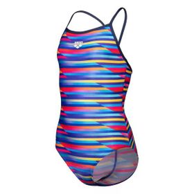 Arena 009006570 Çok Renkli Racing Stripe Swimsuit Lightdrop Back Çocuk Yüzücü Mayosu