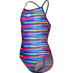 Arena 009006570 Çok Renkli Racing Stripe Swimsuit Lightdrop Back Çocuk Yüzücü Mayosu