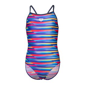 Arena 009006570 Çok Renkli Racing Stripe Swimsuit Lightdrop Back Çocuk Yüzücü Mayosu