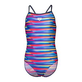 Arena 009006570 Çok Renkli Racing Stripe Swimsuit Lightdrop Back Çocuk Yüzücü Mayosu
