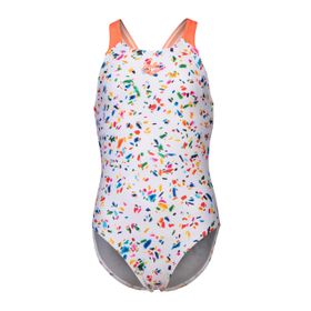 Arena 009089750 Beyaz Confetti Swimsuit Swim Pro Back Çocuk Yüzücü Mayosu