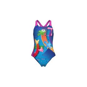 Arena 010717889 İnventive Swimsuit Swim Pro Back Neon Blue Pink Kız Çocuk Mayo