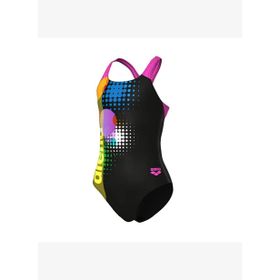 Arena Girls 010745559 Swimsuit Dots Swim Pro Back Black Multicolor Shocking Pink Kız Çocuk Yüzücü Mayosu