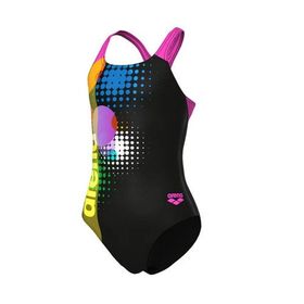 Arena Girls 010745559 Swimsuit Dots Swim Pro Back Black Multicolor Shocking Pink Kız Çocuk Yüzücü Mayosu