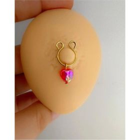 Ares Collection 2 Adet Gold Delik Gerektirmeyen Sıkıştırma Kalpli Fake Meme Ucu Nipple Piercing