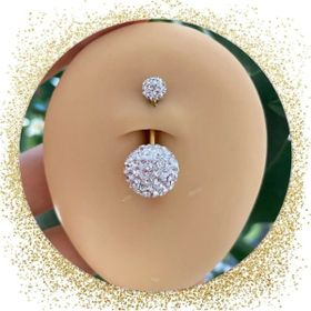 Ares Collection Cerrahi Çelik Gold Barlı Şambala Zirkon Taşlı 10 mm Göbek Piercingi