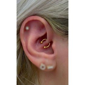 Ares Collection Cerrahi Çelik Gold Renkiki Ucu Top Yarım Halka Piercing