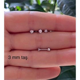 Ares Collection Cerrahi Çelik Paslanmaz Zirkon Taşlı 3'lü Piercing