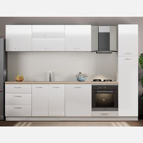Argemon Roma 90x255x60 cm 3 Çekmeceli Ahşap Beyaz Mutfak Dolabı