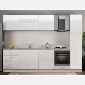 Argemon Roma 90x255x60 cm 3 Çekmeceli Ahşap Beyaz Mutfak Dolabı