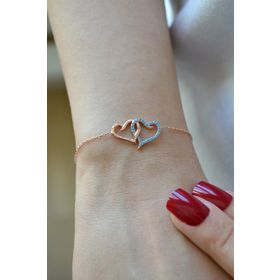 Argentum Concept B033601 Zirkon Taşlı 925 Ayar Gümüş Kalplerin Birlikteliği Bileklik