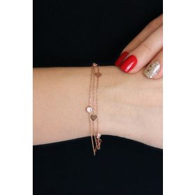Argentum Concept B044101 Zirkon Taşlı Kalpli Çok Zincirli Gümüş Bileklik