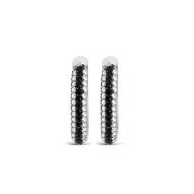 Argentum Concept K051601 Siyah Beyaz Taşlı Halka Gümüş Küpe
