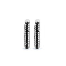 Argentum Concept K051601 Siyah Beyaz Taşlı Halka Gümüş Küpe