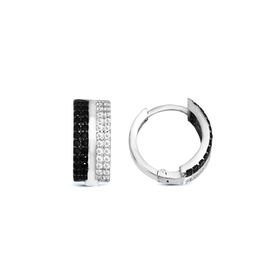 Argentum Concept K051801 Siyah Beyaz Taşlı Halka Gümüş Küpe