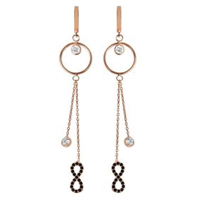 Argentum Concept K055601 Gümüş Siyah Taşlı Rose Sonsuzluk Sallantılı Küpe