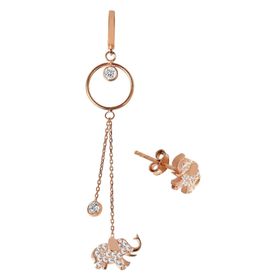 Argentum Concept K062601 Fil Figürlü Gümüş Rose Kombin Küpe