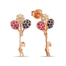 Argentum Concept K094701 Gümüş Rose Balonlu Kız Küpe