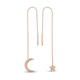 Argentum Concept K095801 Gümüş Rose Ay Yıldız Zincir Küpe