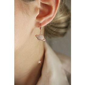 Argentum Concept K095901 Gümüş Rose Satürn Gezegen Küpe