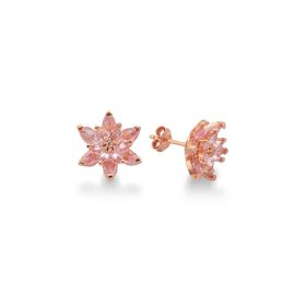Argentum Concept K097201 Gümüş Pembe Lotus Çiçeği Küpe
