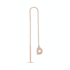 Argentum Concept K099201 D Harfi Gümüş Rose Tek Zincir Küpe
