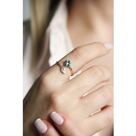Argentum Concept Y017401 Yonca Figürlü Gümüş Rose Yüzük