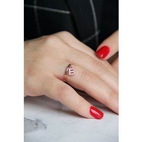 Argentum Concept Y020301 B Harfi Gümüş Rose Yüzük