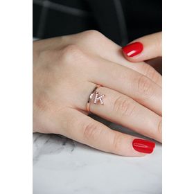 Argentum Concept Y021401 K Harfi Gümüş Rose Yüzük