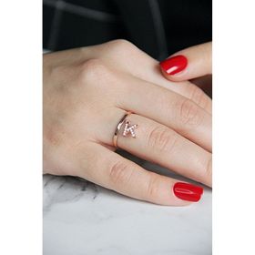 Argentum Concept Y021401 K Harfi Gümüş Rose Yüzük