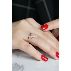 Argentum Concept Y021601 M Harfi Gümüş Rose Yüzük